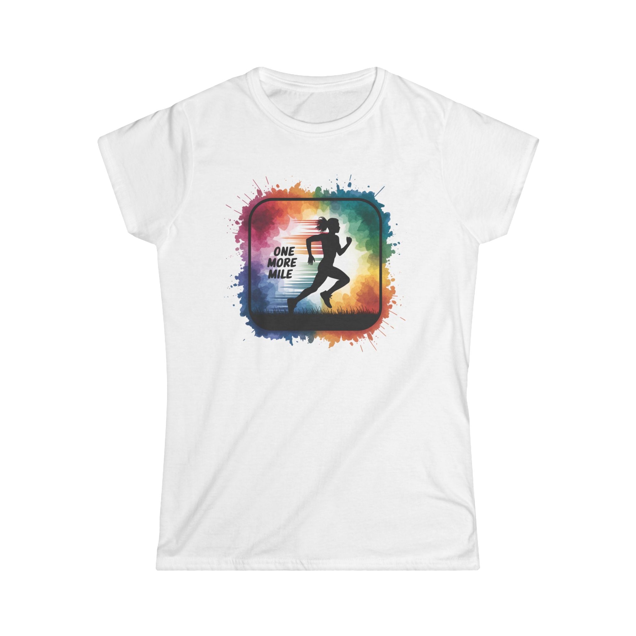 One More Mile Watercolor Square Runner - Women's Softstyle Tee - Forward Gear Athletics