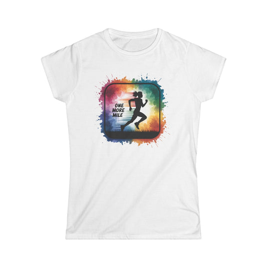One More Mile Watercolor Square Runner - Women's Softstyle Tee - Forward Gear Athletics