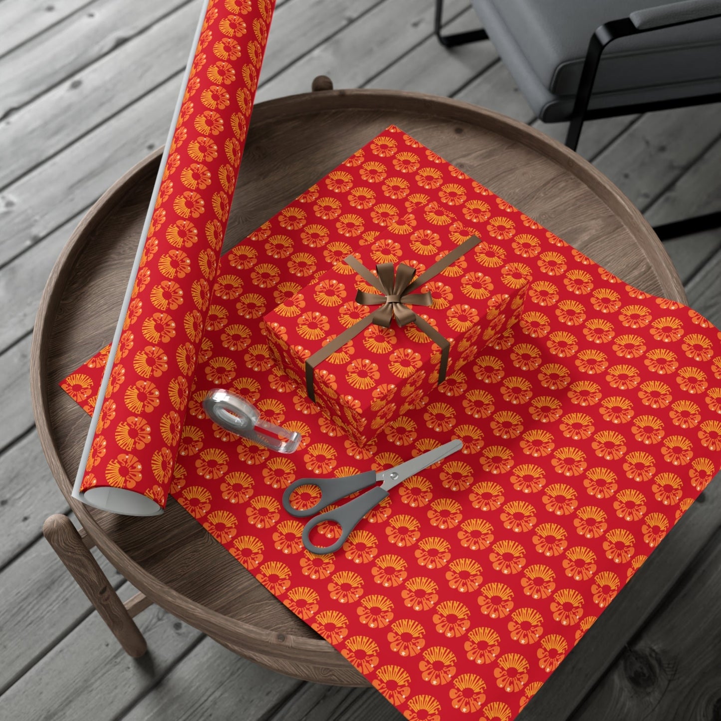 Retro Running Sucks - Running Themed Gift Wrapping Paper - Orange on Red - Forward Gear Athletics