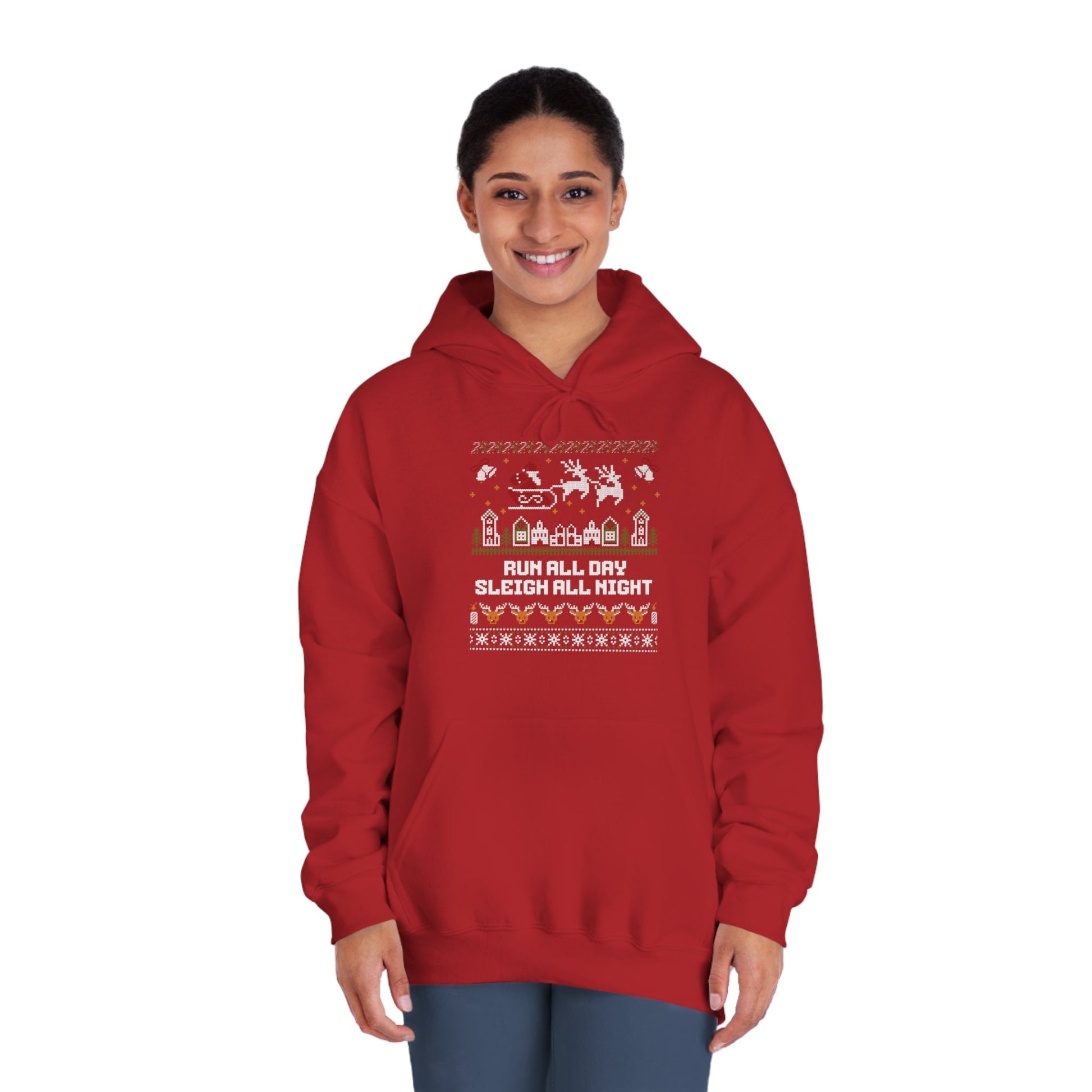 Run All Day Sleigh All Night - Unisex DryBlend Hooded Sweatshirt - Forward Gear Athletics