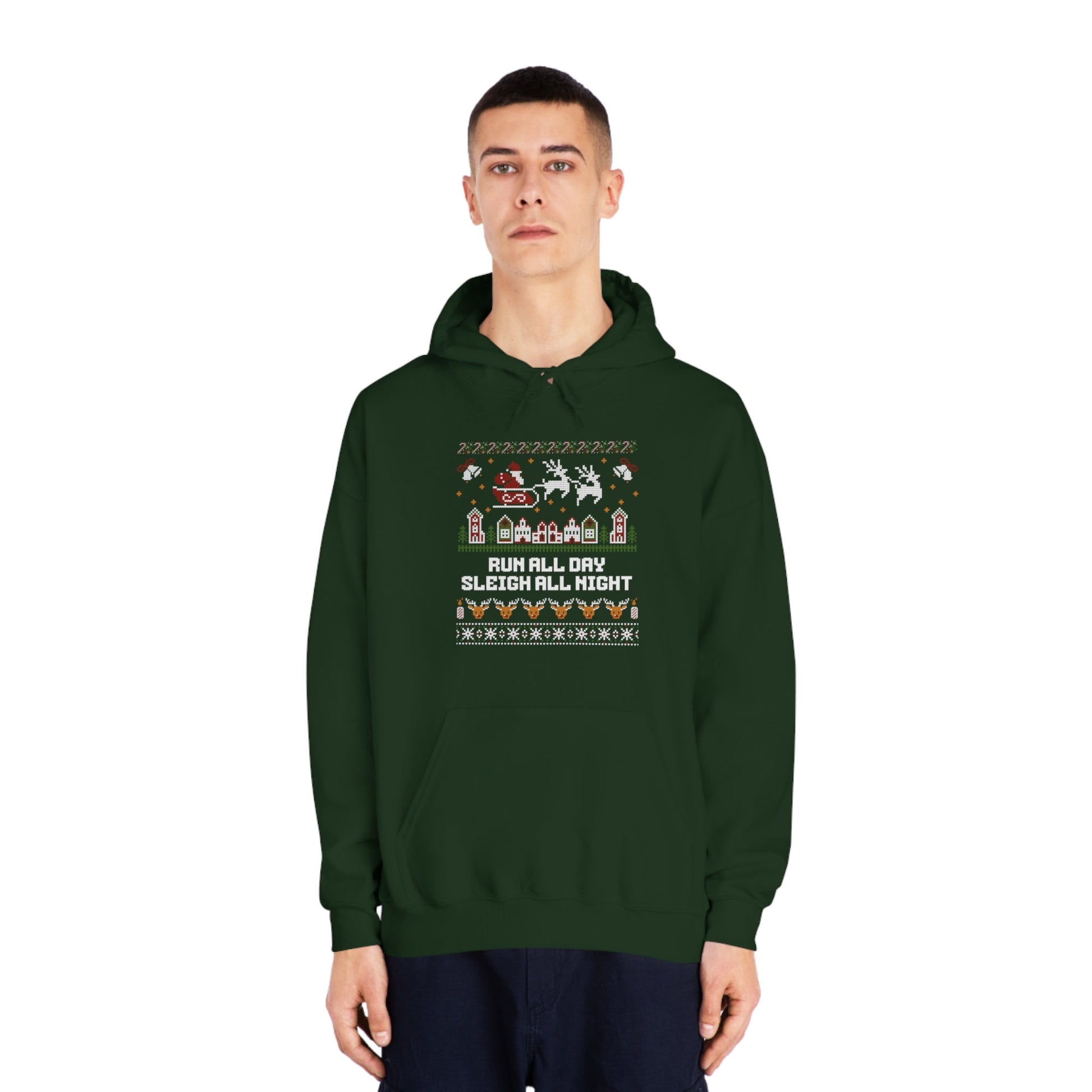 Run All Day Sleigh All Night - Unisex DryBlend Hooded Sweatshirt - Forward Gear Athletics