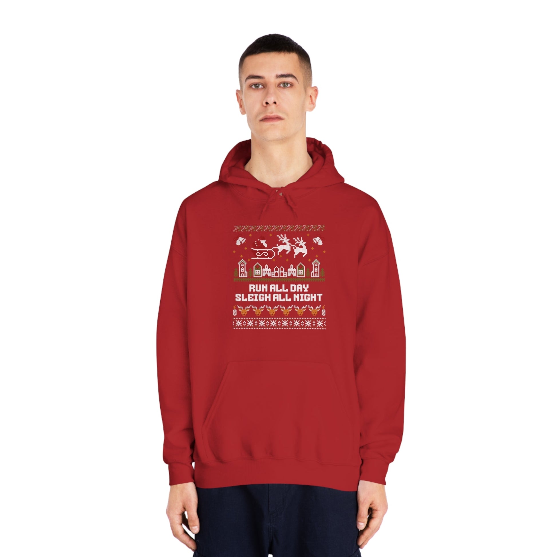 Run All Day Sleigh All Night - Unisex DryBlend Hooded Sweatshirt - Forward Gear Athletics