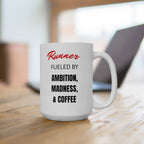 Runner Fueled By Coffee and More - Ceramic Mug 15oz - Forward Gear Athletics