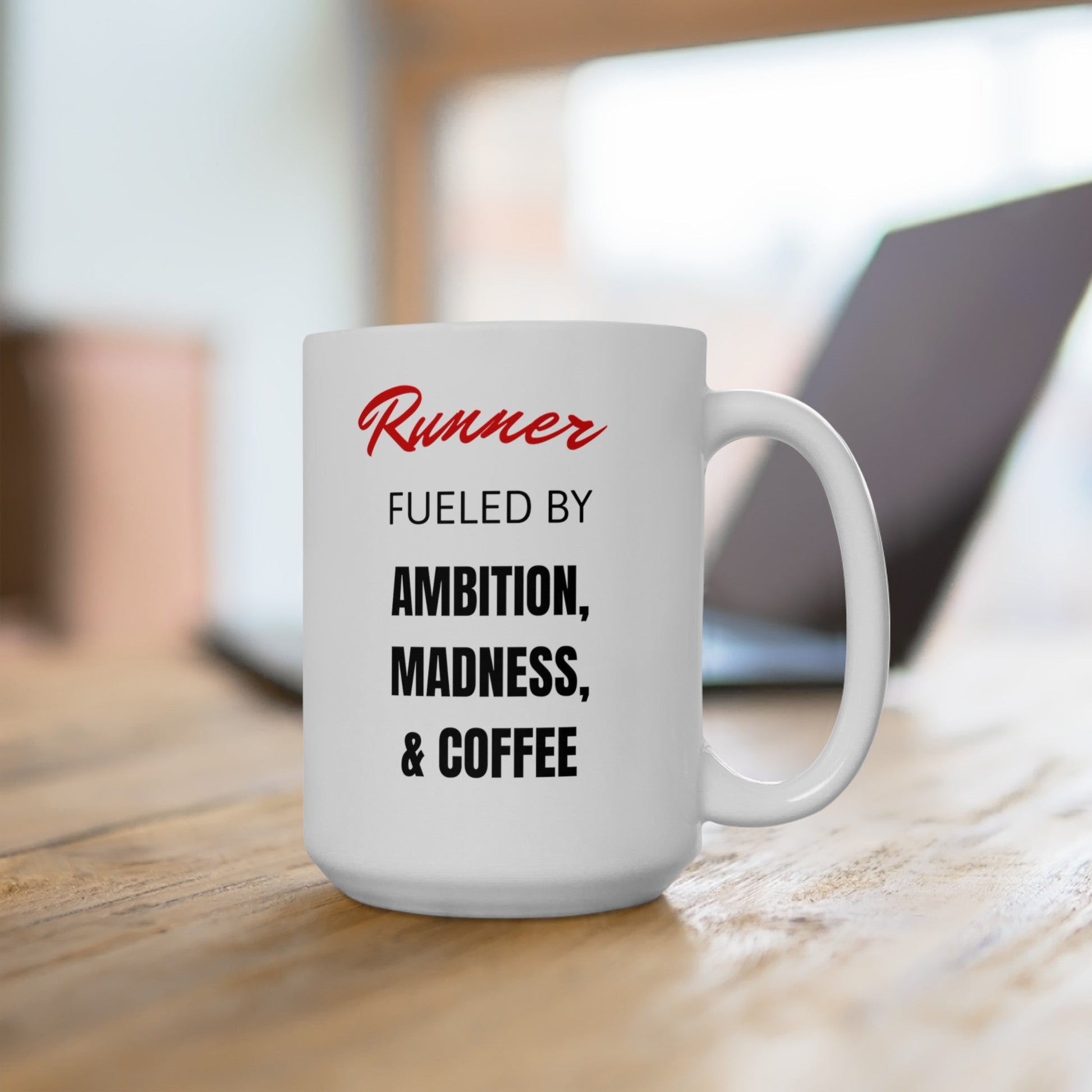 Runner Fueled By Coffee and More - Ceramic Mug 15oz - Forward Gear Athletics