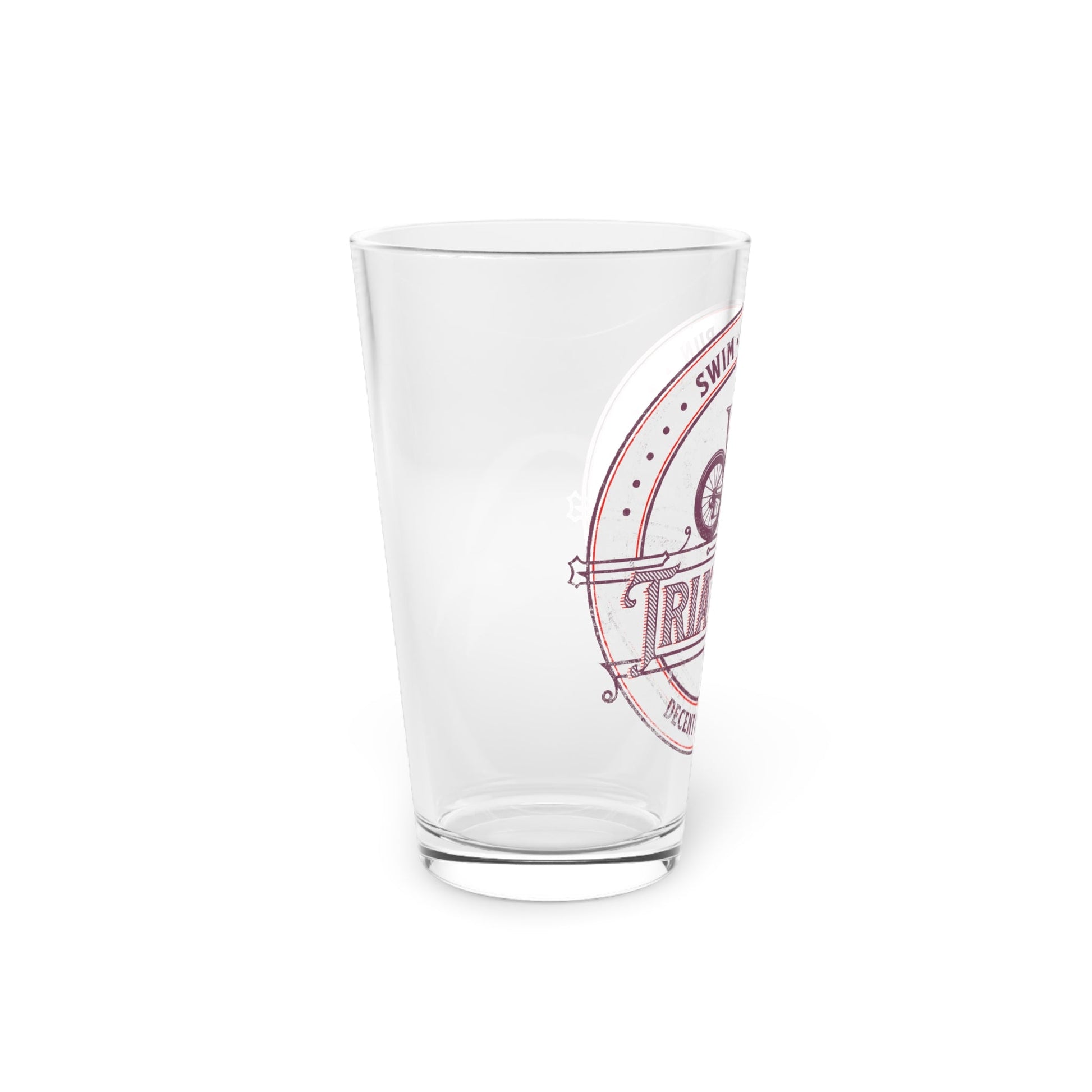 Swim Bike Run - Decent at All Three - Pint Glass, 16oz - Forward Gear Athletics