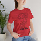 Swim Bike Run - Just Keep Moving Triathlon T-Shirt (Black Text) - Unisex - Forward Gear Athletics