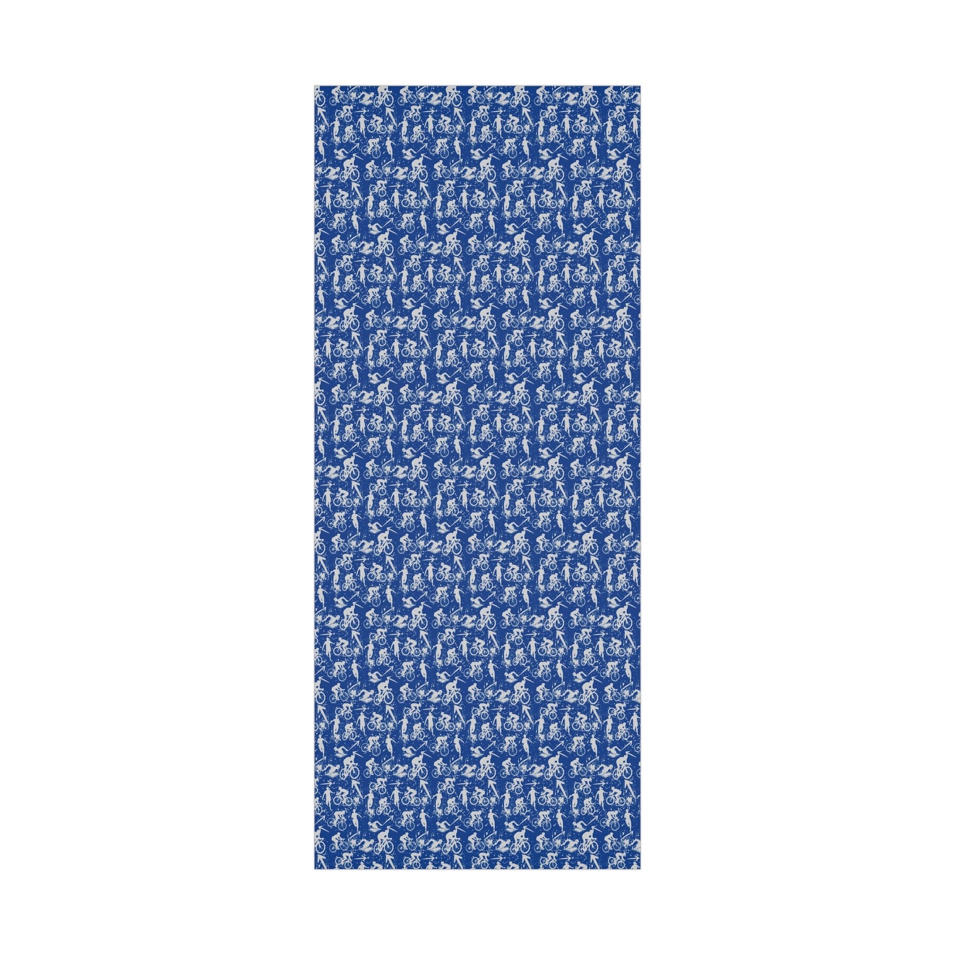 Swim Bike Run Pattern - Triathlon Themed Gift Wrapping Paper - Grey on Blue - Forward Gear Athletics