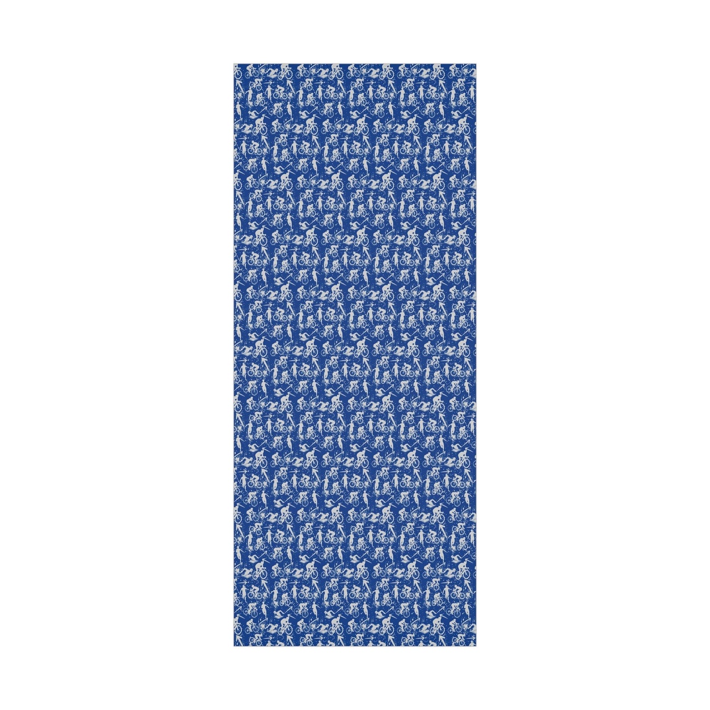 Swim Bike Run Pattern - Triathlon Themed Gift Wrapping Paper - Grey on Blue - Forward Gear Athletics