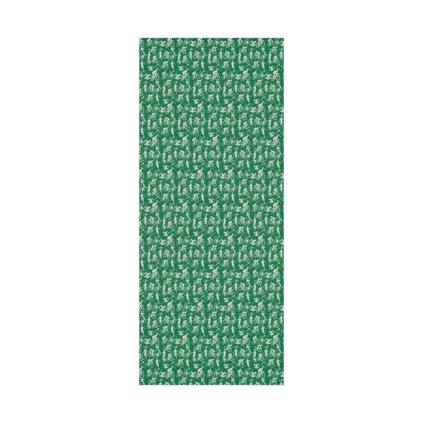 Swim Bike Run Pattern - Triathlon Themed Gift Wrapping Paper - Grey on Green - Forward Gear Athletics