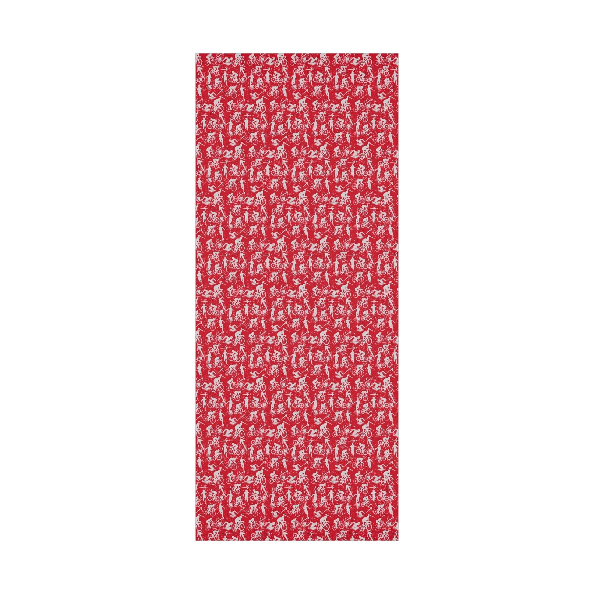 Swim Bike Run Pattern - Triathlon Themed Gift Wrapping Paper - Grey on Red - Forward Gear Athletics