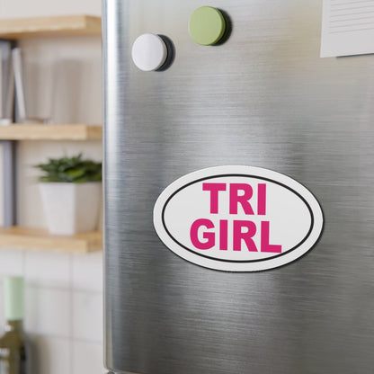 TRI GIRL - Triathlon - Oval Die - Cut Magnet 5 x 3 - Forward Gear Athletics