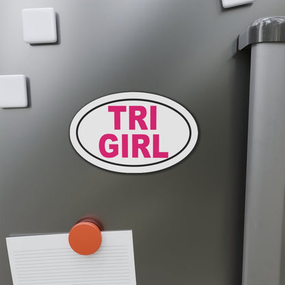 TRI GIRL - Triathlon - Oval Die - Cut Magnet 5 x 3 - Forward Gear Athletics