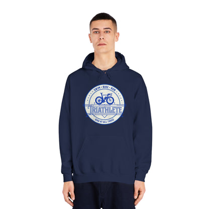 Triathlete - Bad at All Three (Blue) - DryBlend® Hooded Sweatshirt - Forward Gear Athletics