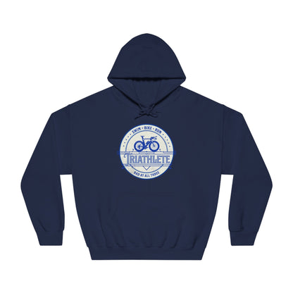 Triathlete - Bad at All Three (Blue) - DryBlend® Hooded Sweatshirt - Forward Gear Athletics