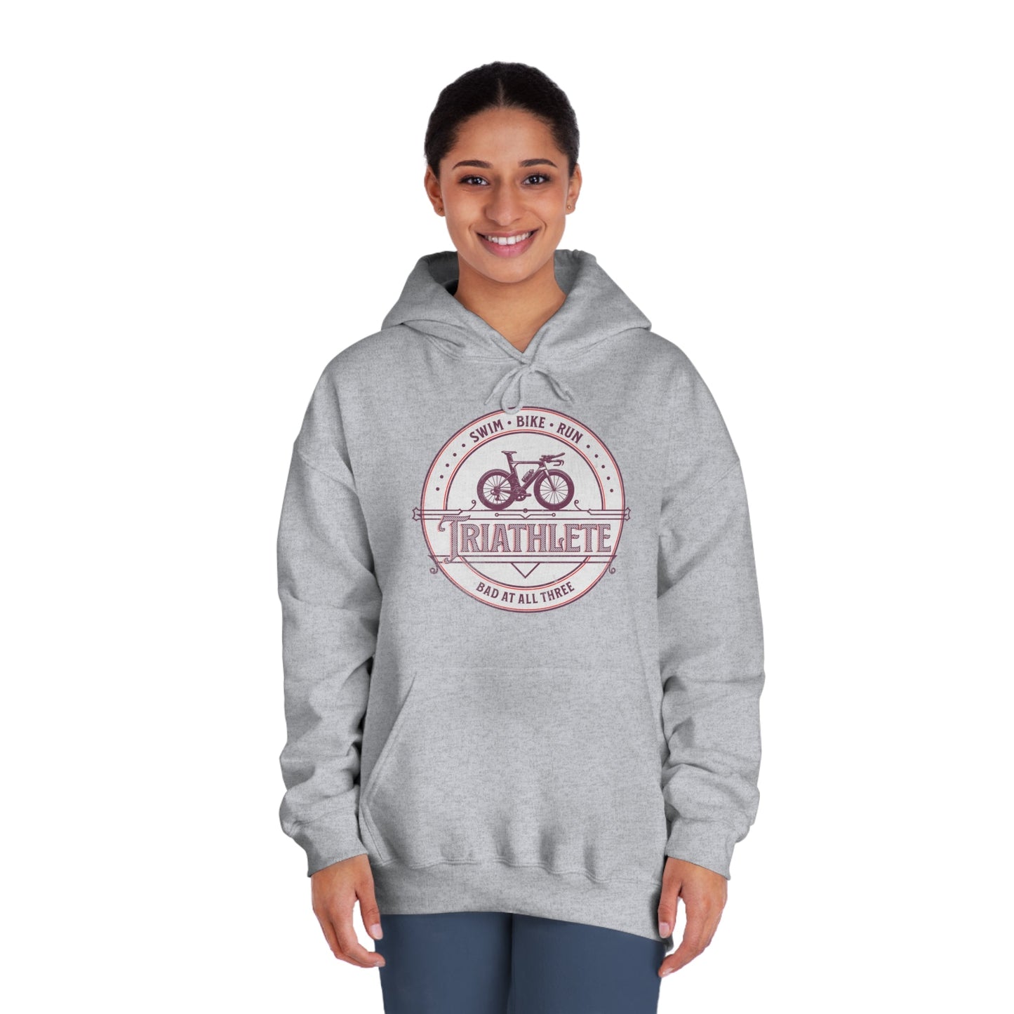 Triathlete - Bad at All Three - DryBlend® Hooded Sweatshirt - Forward Gear Athletics