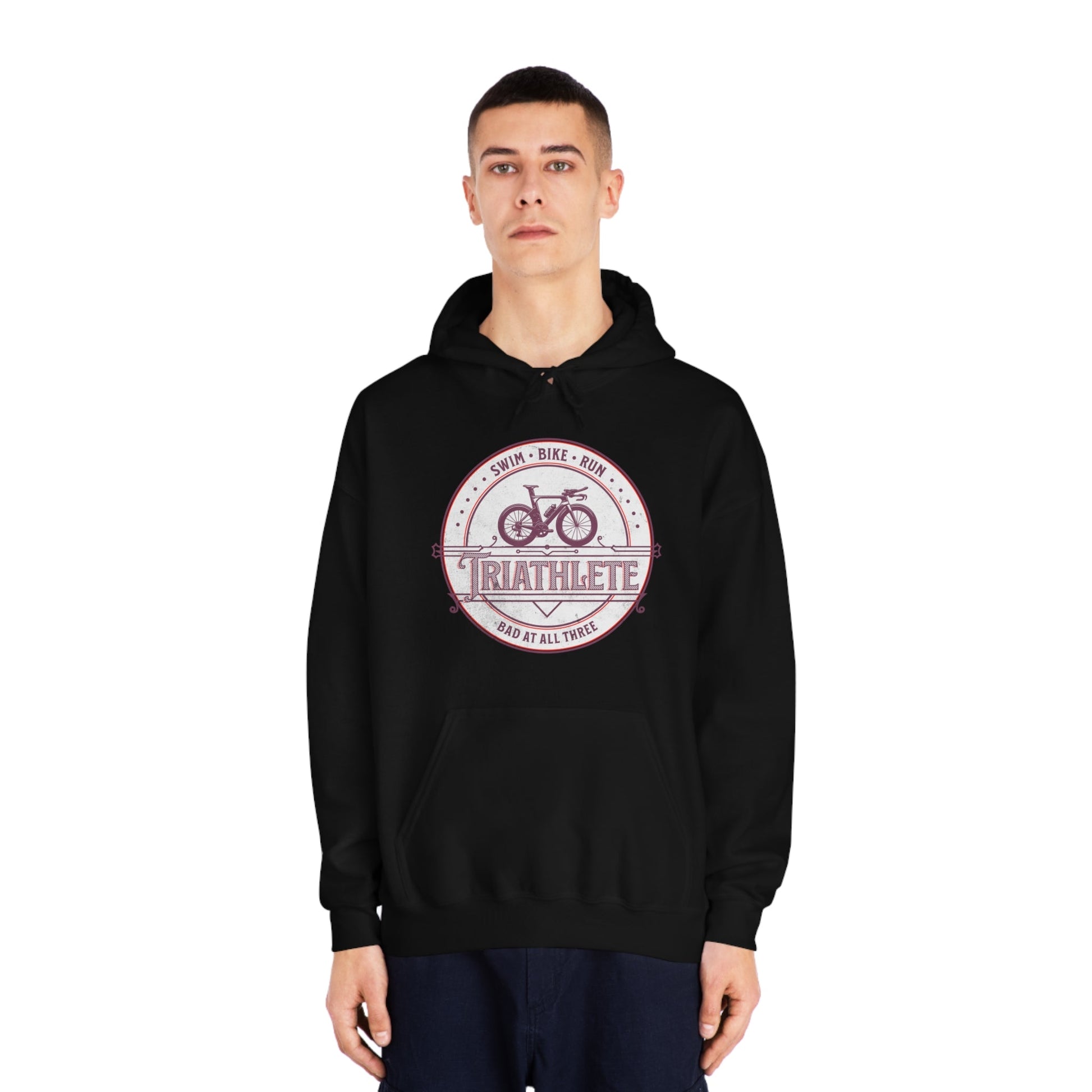 Triathlete - Bad at All Three - DryBlend® Hooded Sweatshirt - Forward Gear Athletics