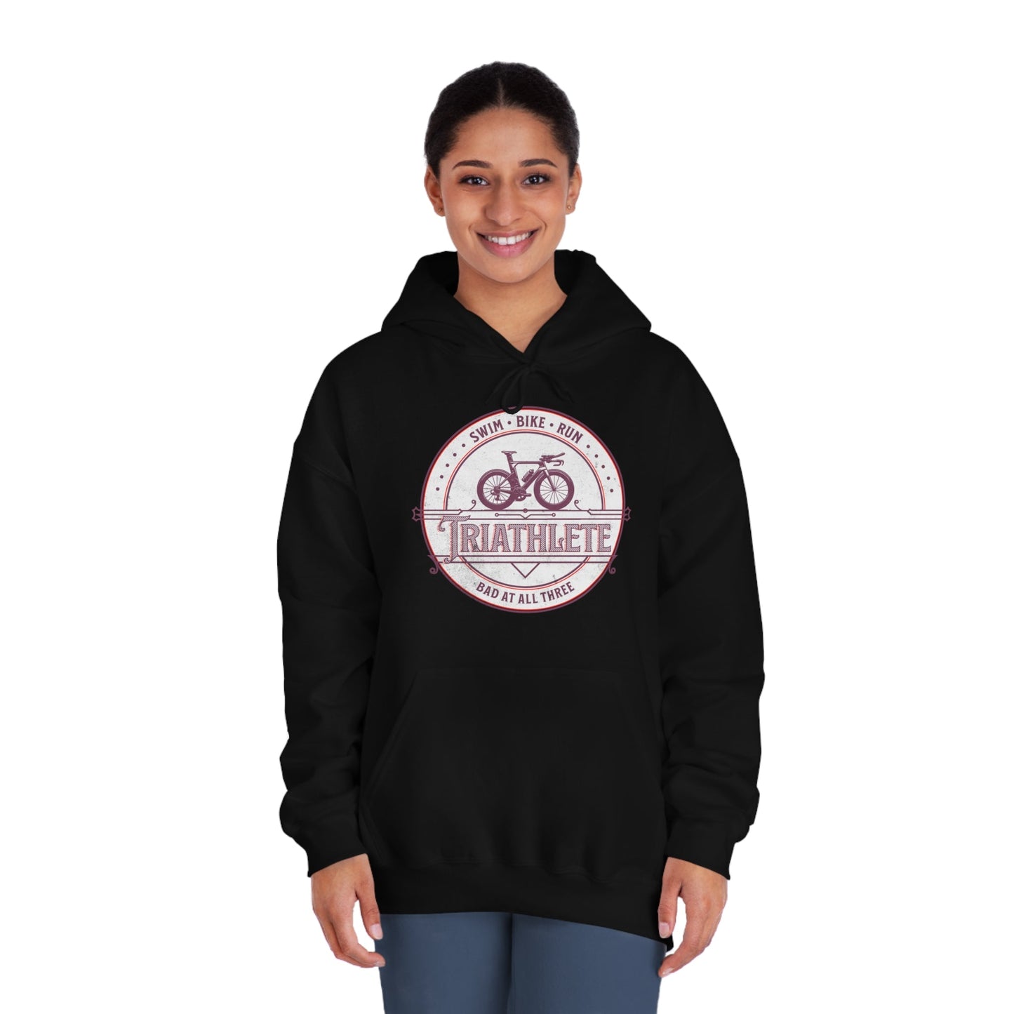 Triathlete - Bad at All Three - DryBlend® Hooded Sweatshirt - Forward Gear Athletics