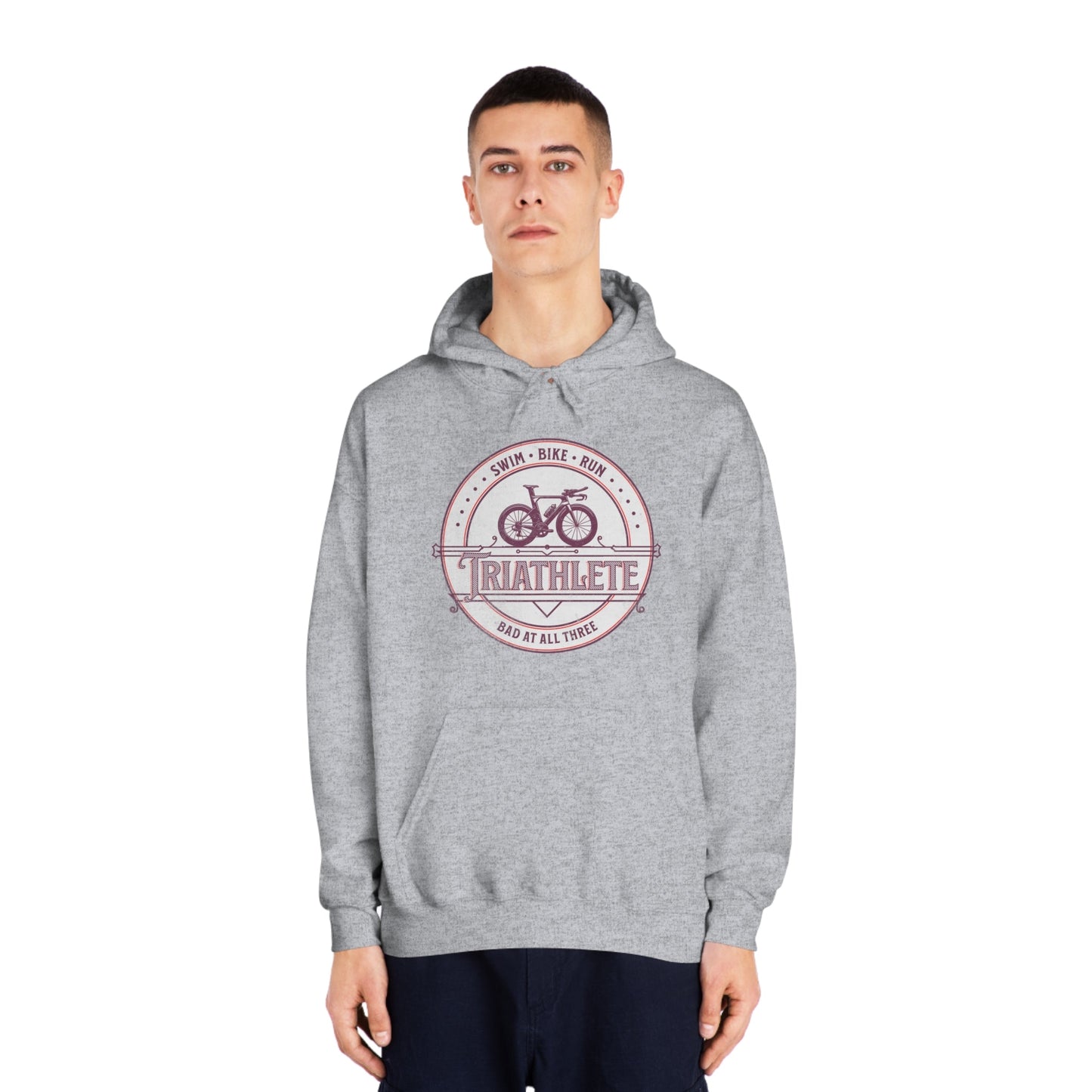 Triathlete - Bad at All Three - DryBlend® Hooded Sweatshirt - Forward Gear Athletics