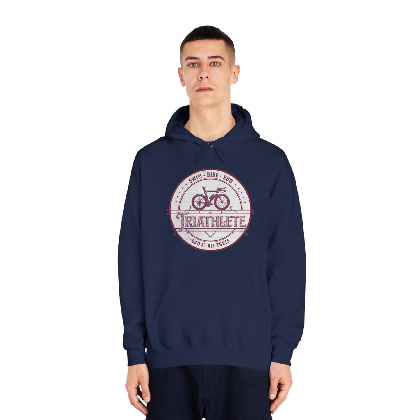 Triathlete - Bad at All Three - DryBlend® Hooded Sweatshirt - Forward Gear Athletics