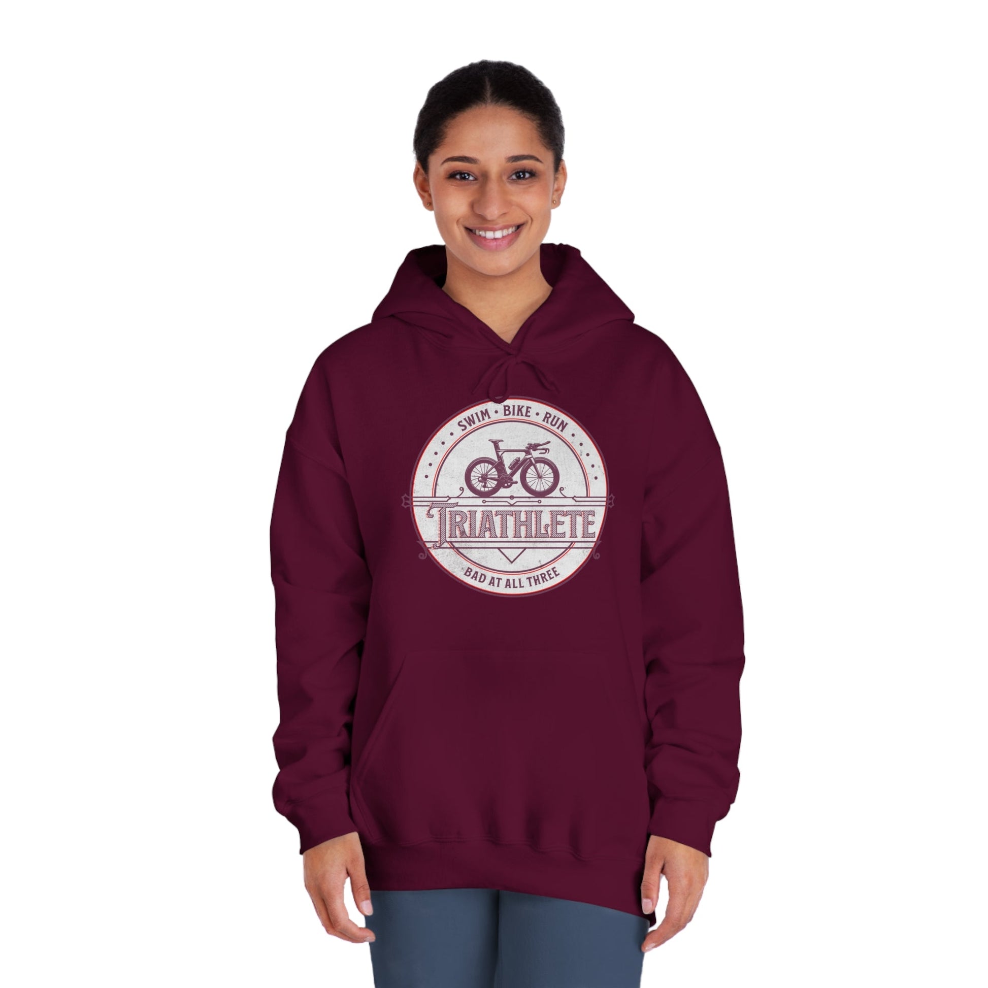 Triathlete - Bad at All Three - DryBlend® Hooded Sweatshirt - Forward Gear Athletics