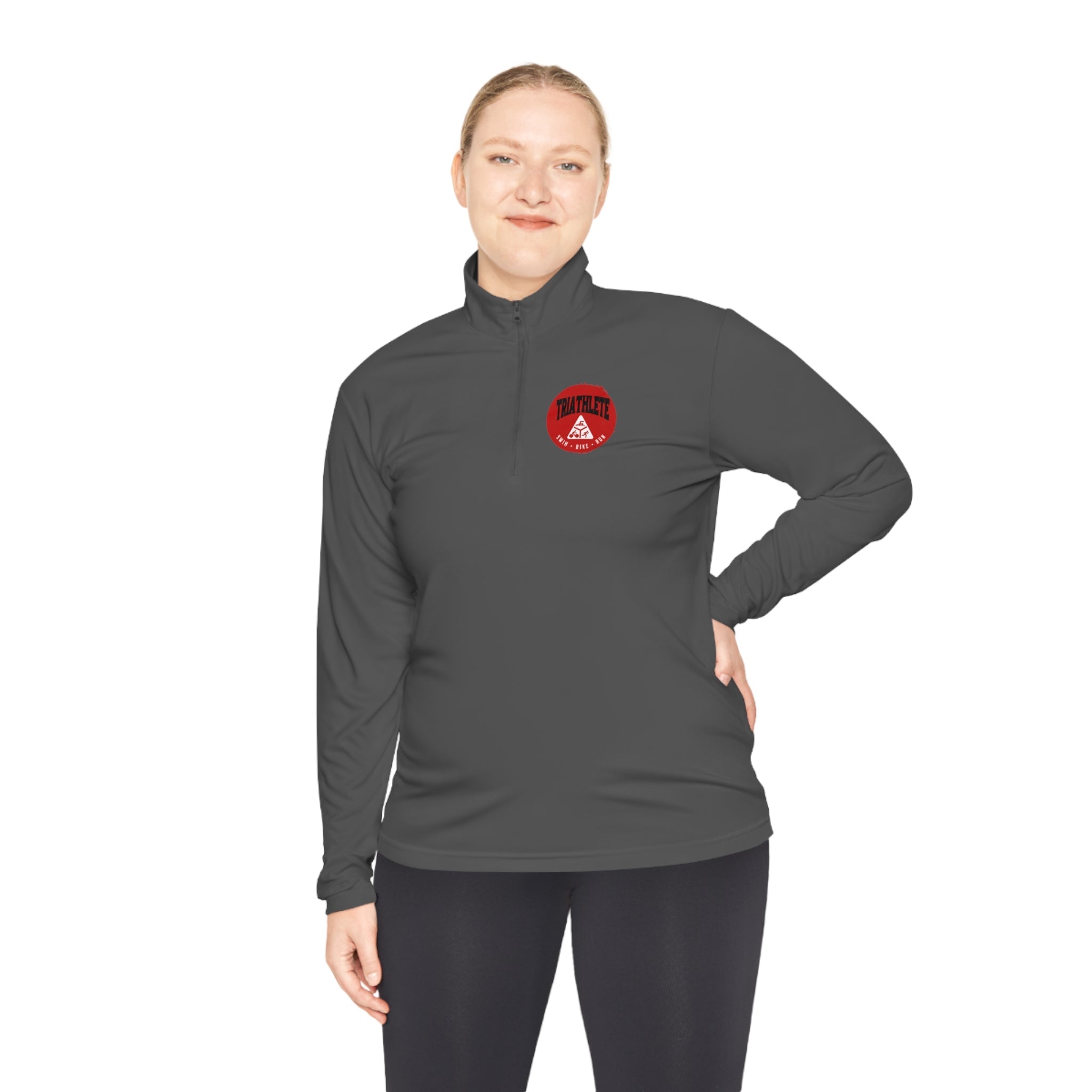 Triathlete Circle Logo - Swim, Bike, Run - Unisex Quarter-Zip Pullover - Forward Gear Athletics