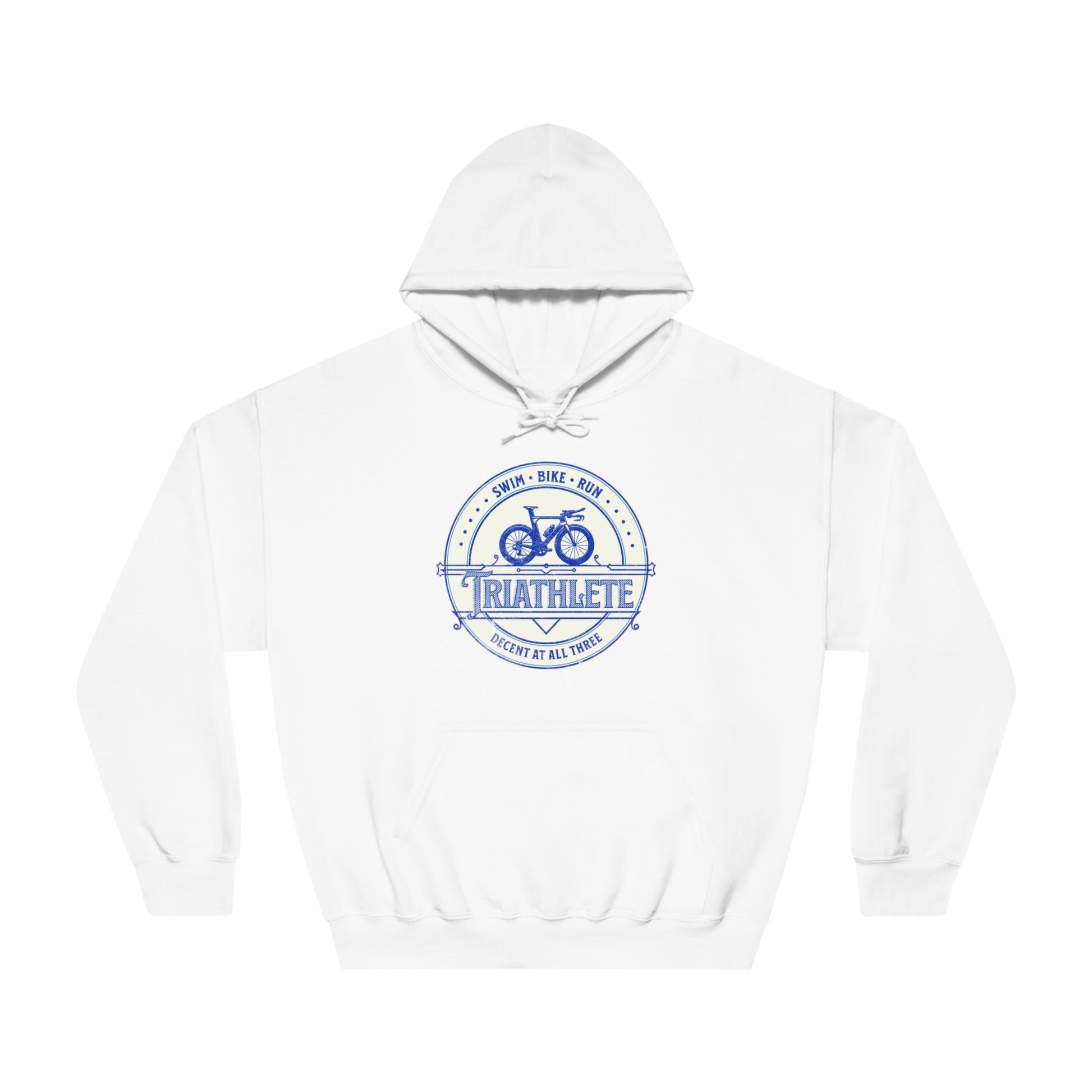 Triathlete - Decent at All Three (Blue) - DryBlend® Hooded Sweatshirt - Forward Gear Athletics