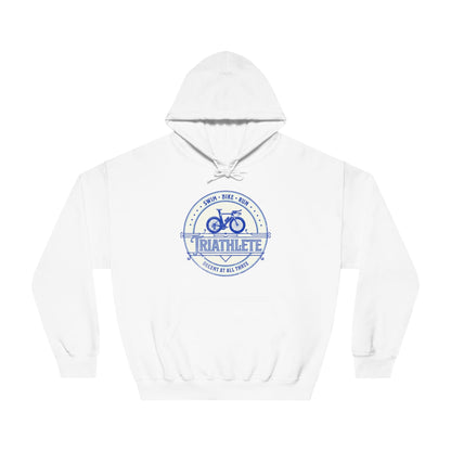 Triathlete - Decent at All Three (Blue) - DryBlend® Hooded Sweatshirt - Forward Gear Athletics