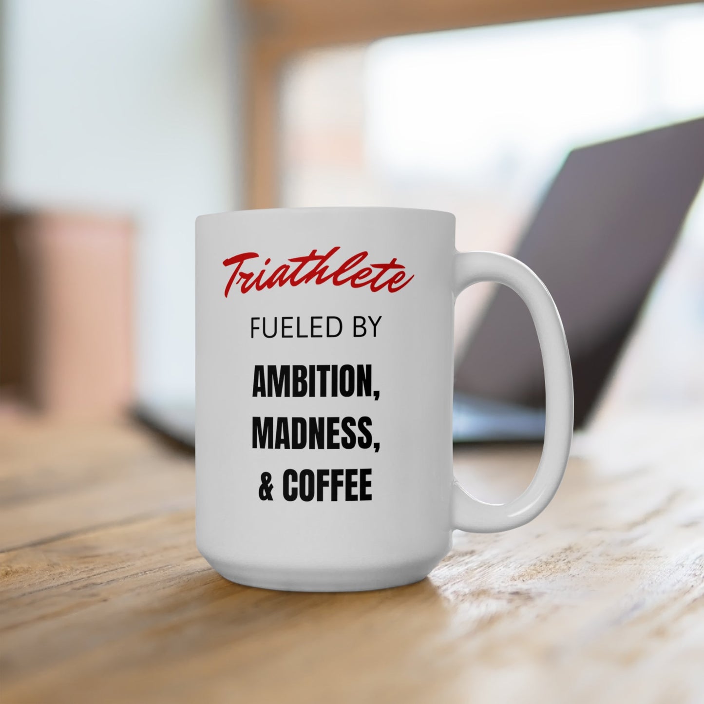 Triathlete Fueled By Coffee and More - Ceramic Mug 15oz - Forward Gear Athletics