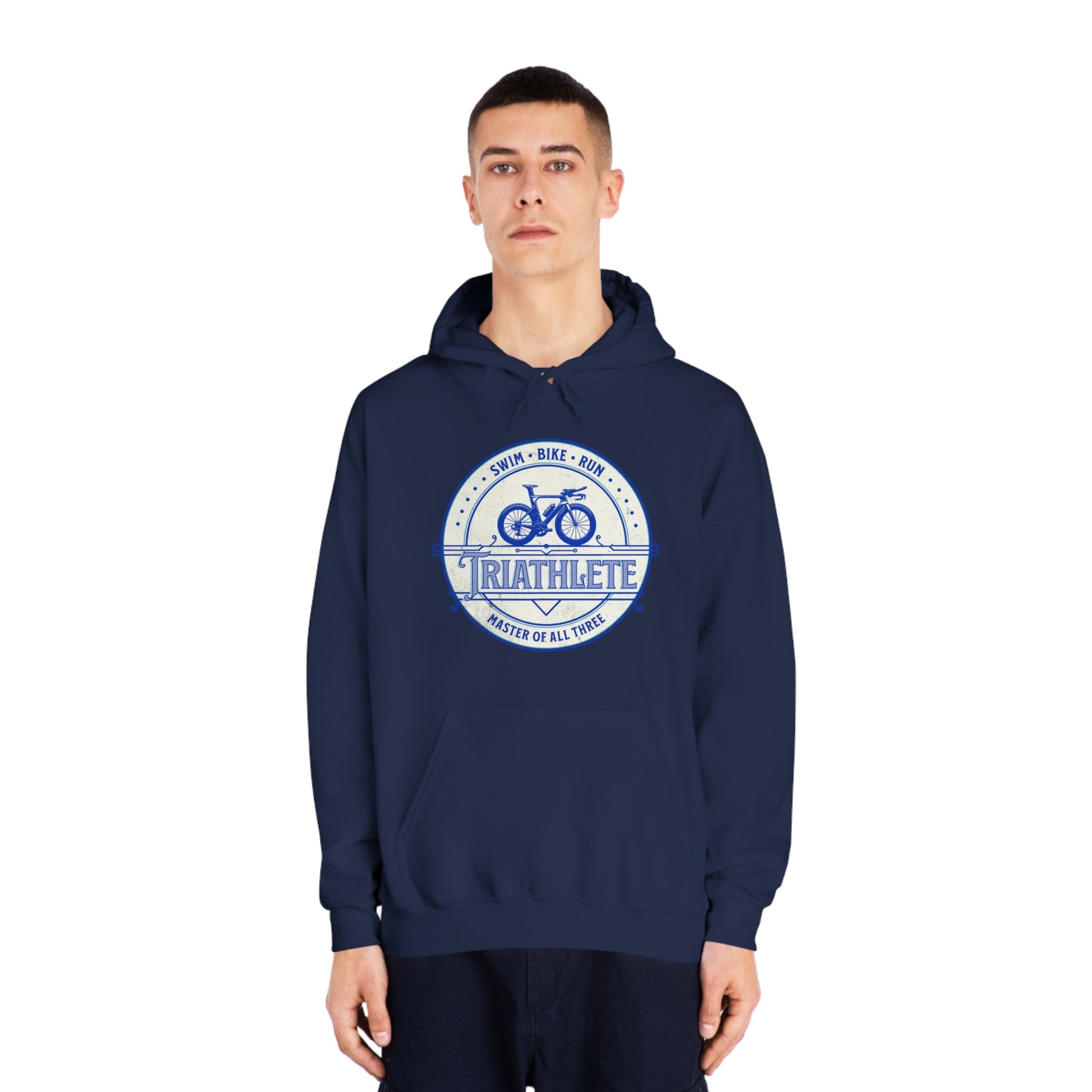 Triathlete - Master of All Three (Blue) - DryBlend® Hooded Sweatshirt - Forward Gear Athletics