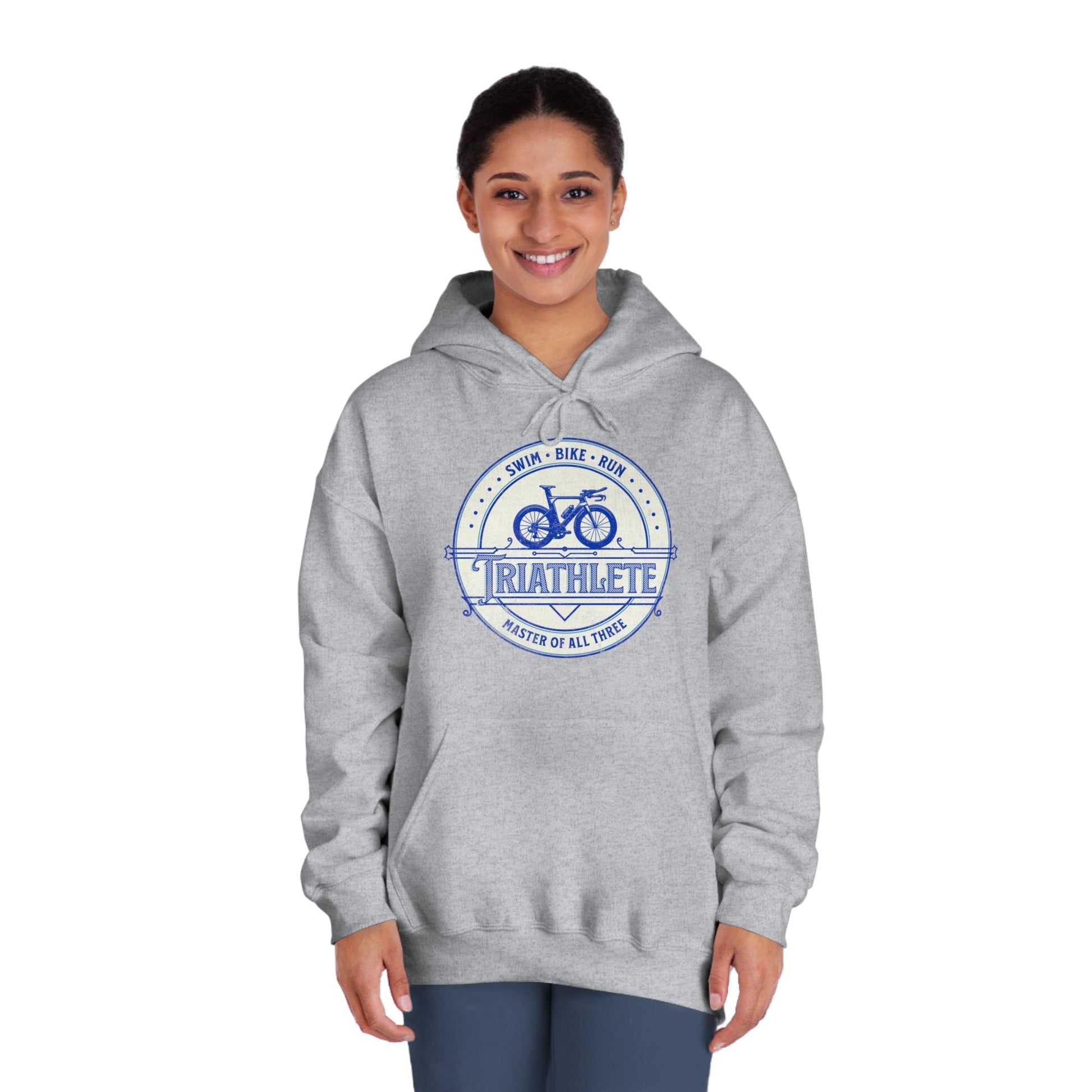 Triathlete - Master of All Three (Blue) - DryBlend® Hooded Sweatshirt - Forward Gear Athletics