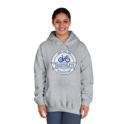 Triathlete - Master of All Three (Blue) - DryBlend® Hooded Sweatshirt - Forward Gear Athletics