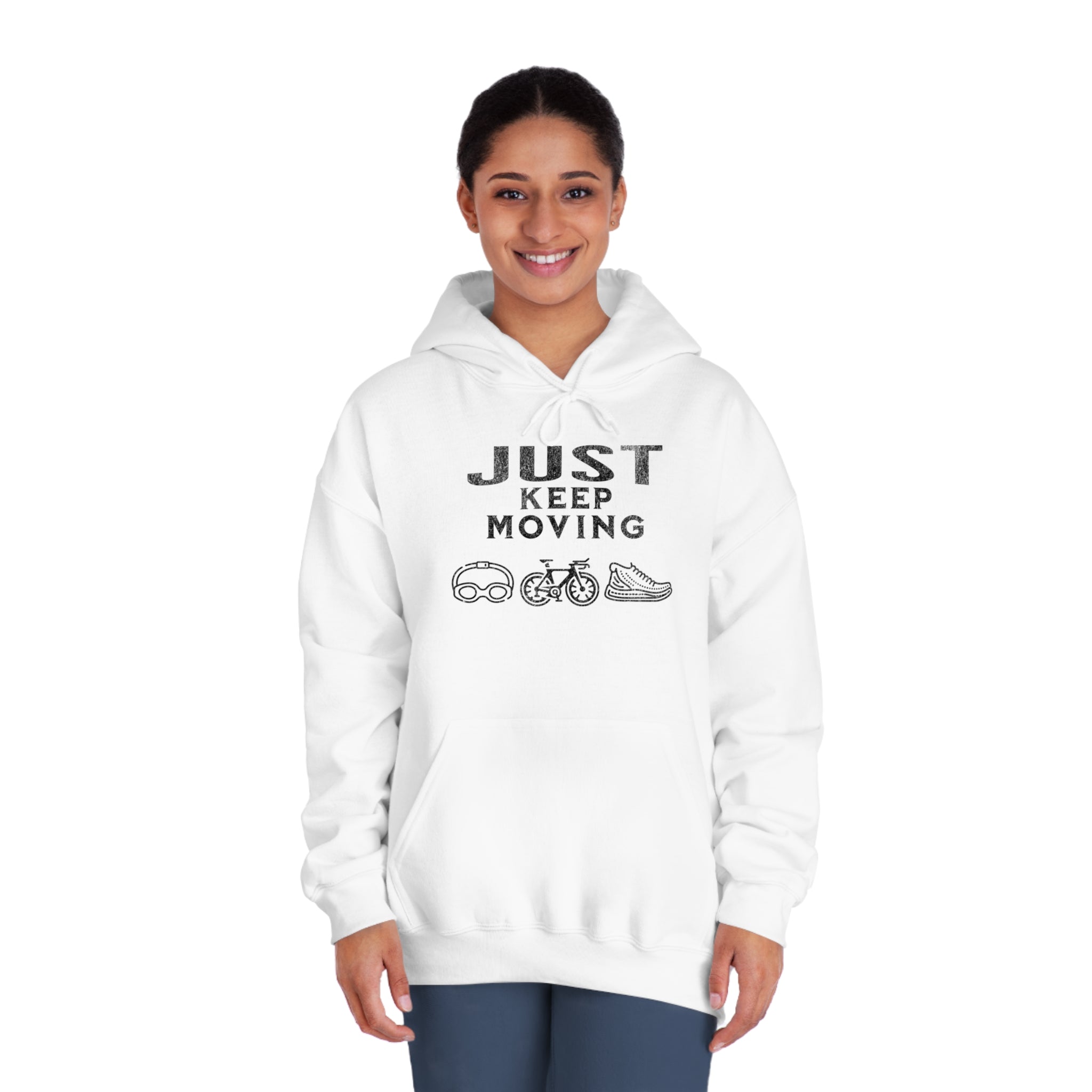 Triathlon - Just Keep Moving, All 3 Logos (Black print) Hoodie - Unisex - Forward Gear Athletics