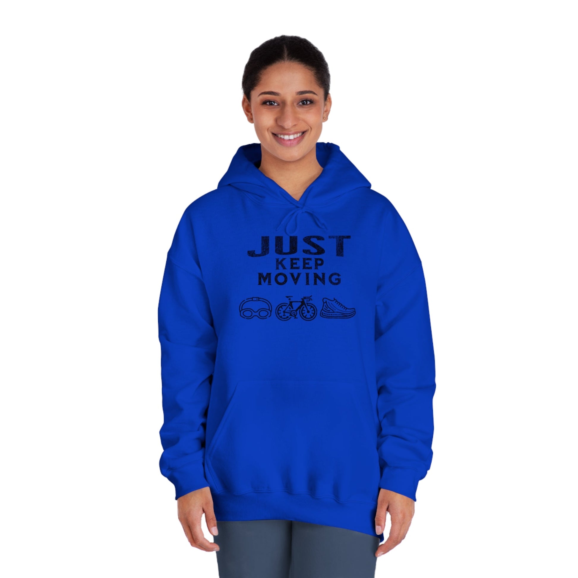 Triathlon - Just Keep Moving, All 3 Logos (Black print) Hoodie - Unisex - Forward Gear Athletics