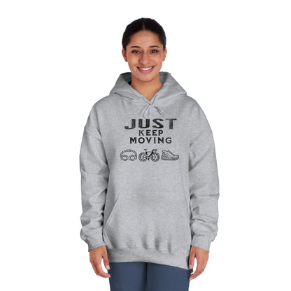 Triathlon - Just Keep Moving, All 3 Logos (Black print) Hoodie - Unisex - Forward Gear Athletics