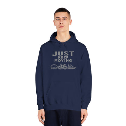 Triathlon - Just Keep Moving, All 3 Logos (Grey print) Hoodie - Unisex - Forward Gear Athletics