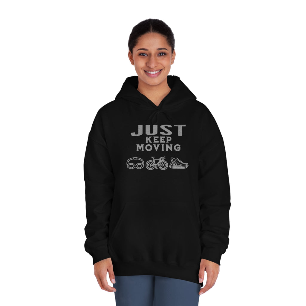 Triathlon - Just Keep Moving, All 3 Logos (Grey print) Hoodie - Unisex - Forward Gear Athletics