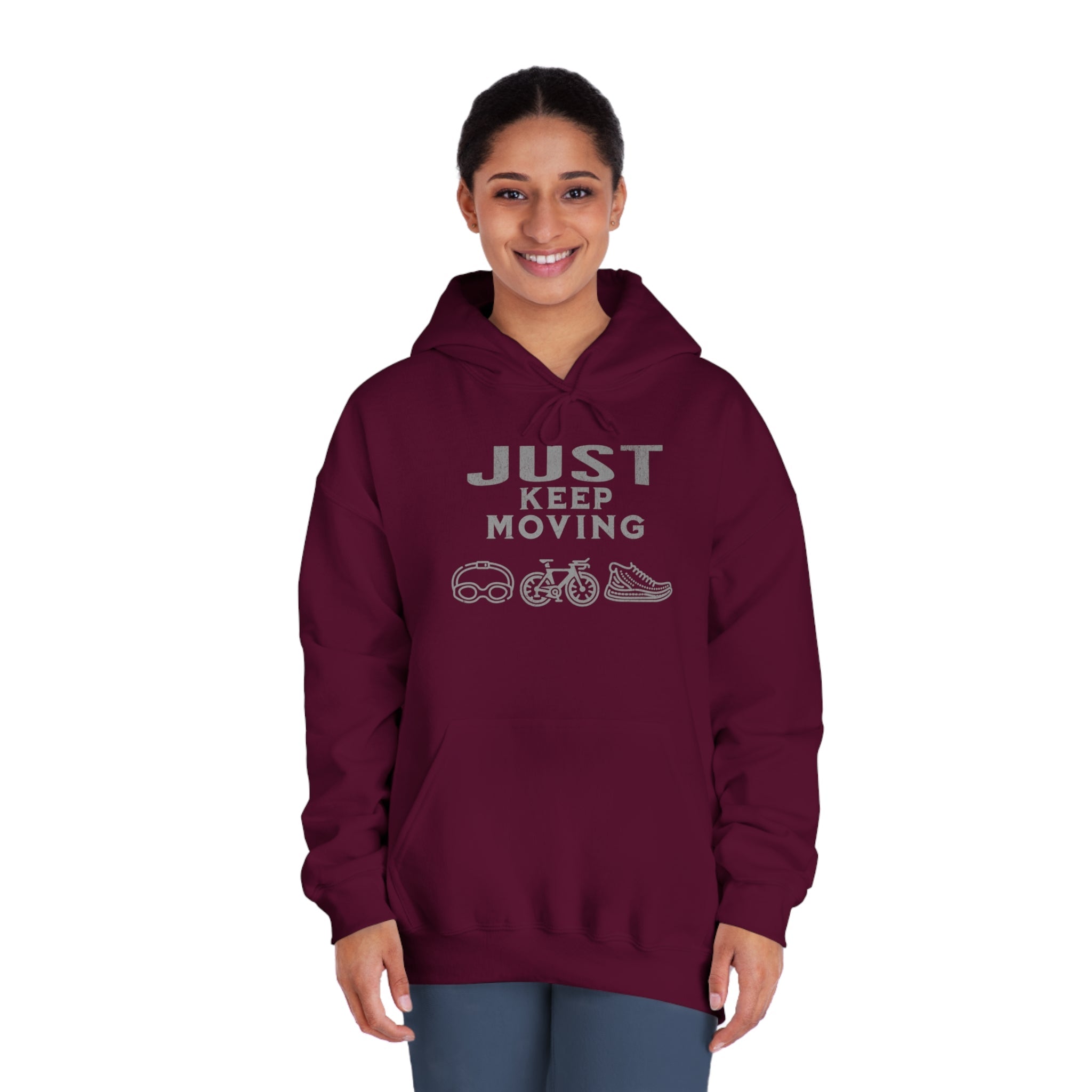 Triathlon - Just Keep Moving, All 3 Logos (Grey print) Hoodie - Unisex - Forward Gear Athletics