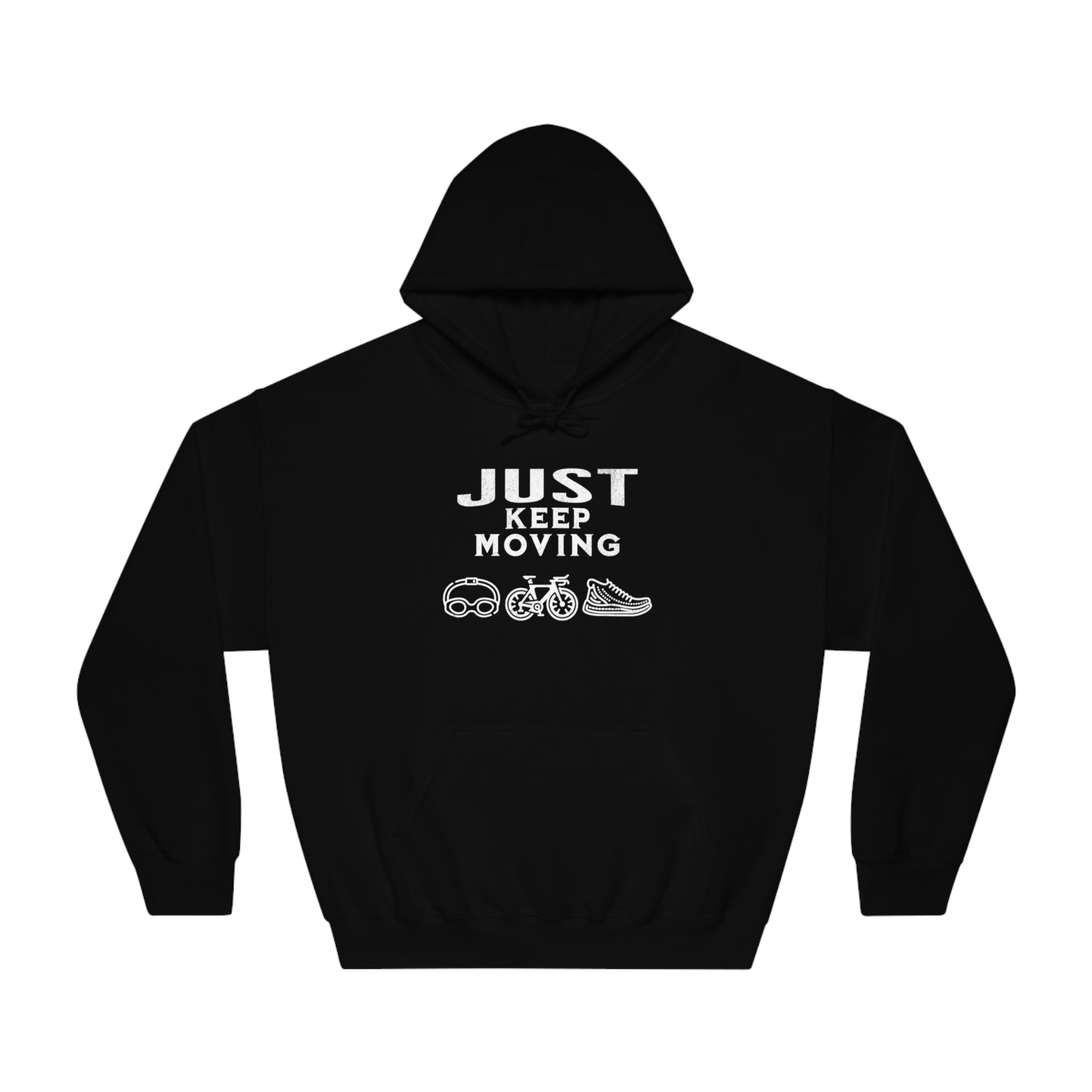Triathlon - Just Keep Moving, All 3 Logos (White print) Hoodie - Unisex - Forward Gear Athletics