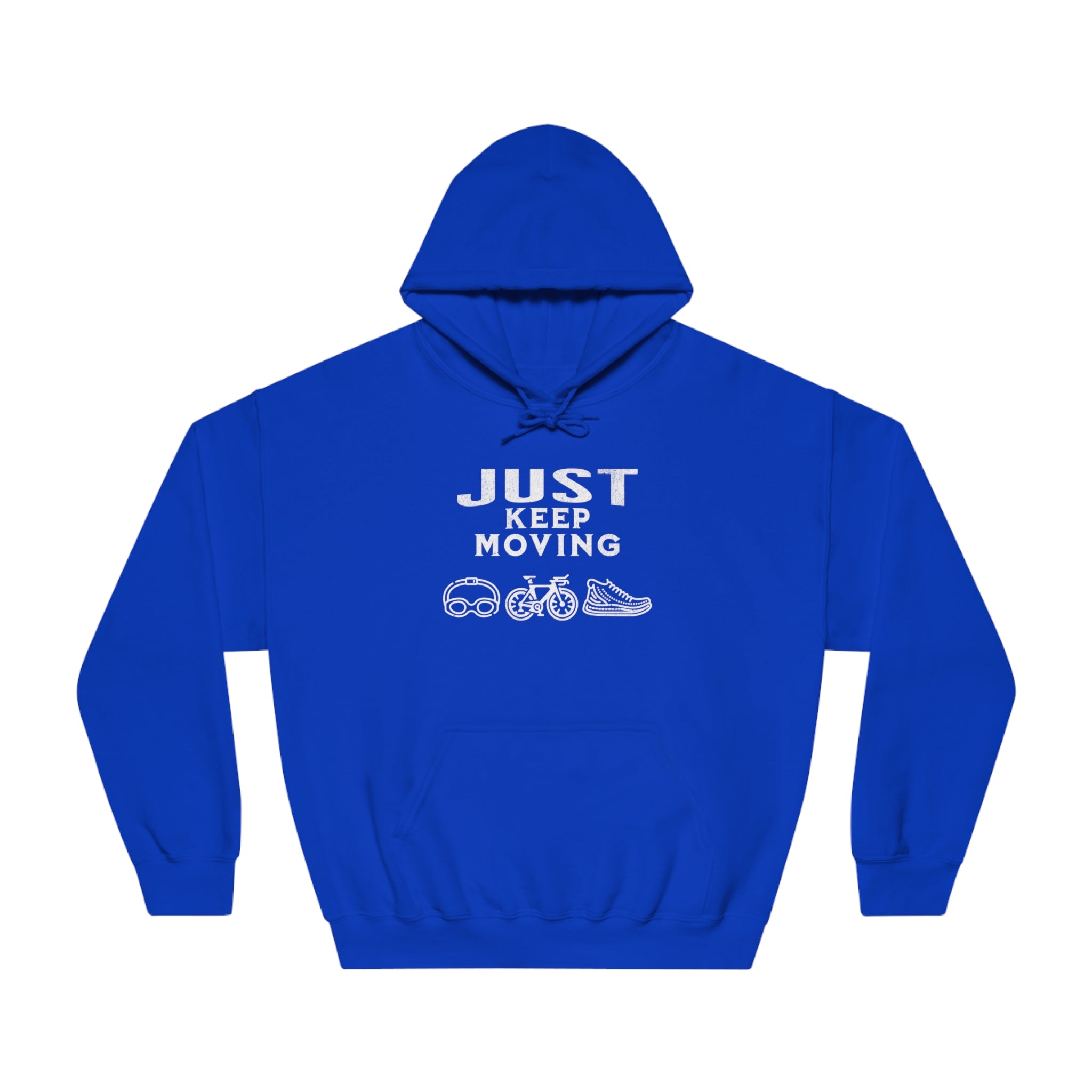 Triathlon - Just Keep Moving, All 3 Logos (White print) Hoodie - Unisex - Forward Gear Athletics
