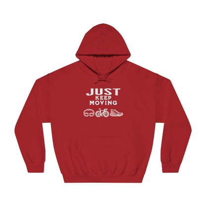 Triathlon - Just Keep Moving, All 3 Logos (White print) Hoodie - Unisex - Forward Gear Athletics