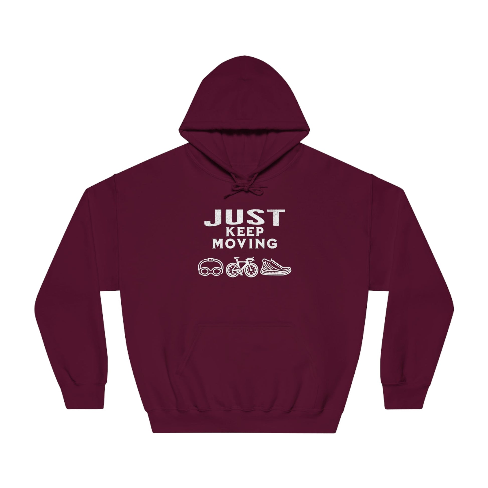 Triathlon - Just Keep Moving, All 3 Logos (White print) Hoodie - Unisex - Forward Gear Athletics