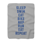 Triathlon Training - Vicious Cycle - Swim, Bike, Run, Nap, Eat - Sherpa Fleece Blanket - Forward Gear Athletics