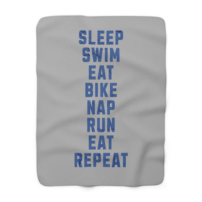 Triathlon Training - Vicious Cycle - Swim, Bike, Run, Nap, Eat - Sherpa Fleece Blanket - Forward Gear Athletics