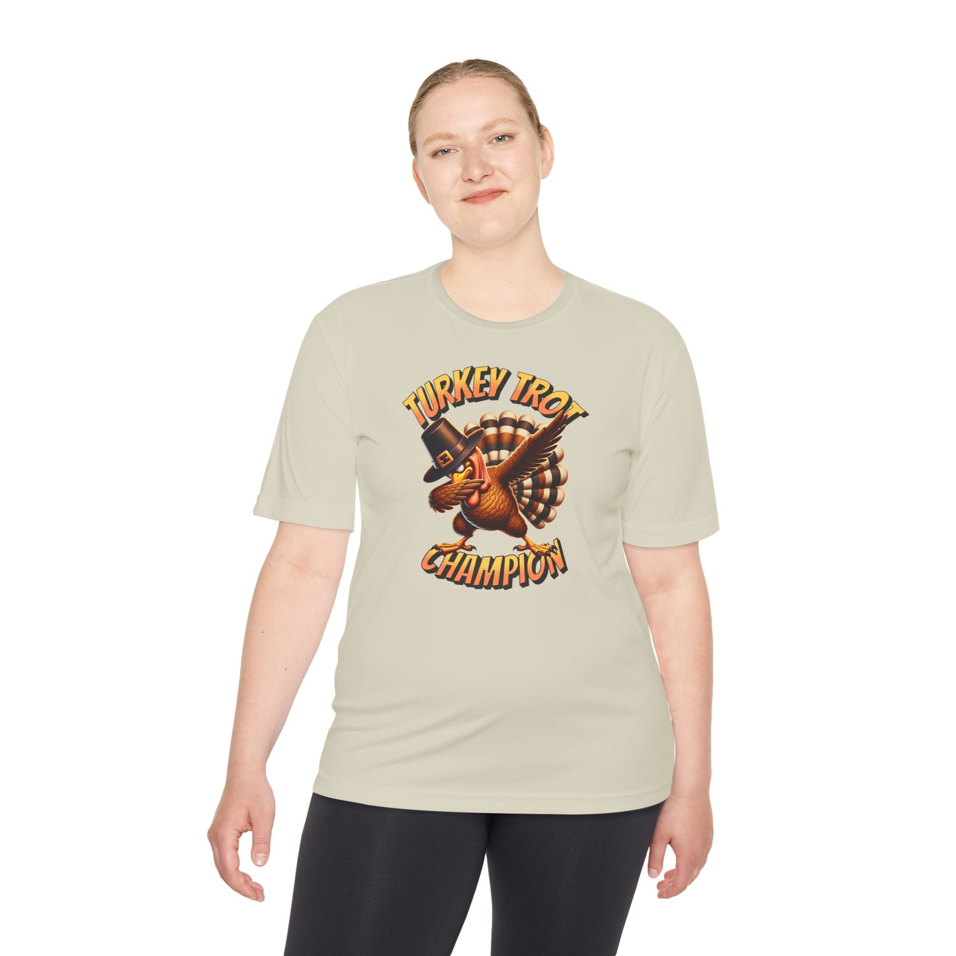 Turkey Trot Champion - Dabbing Turkey - Unisex Moisture Wicking Tee - Forward Gear Athletics