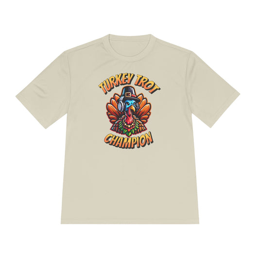 Turkey Trot Champion - Headphone Turkey - Unisex Moisture Wicking Tee - Forward Gear Athletics