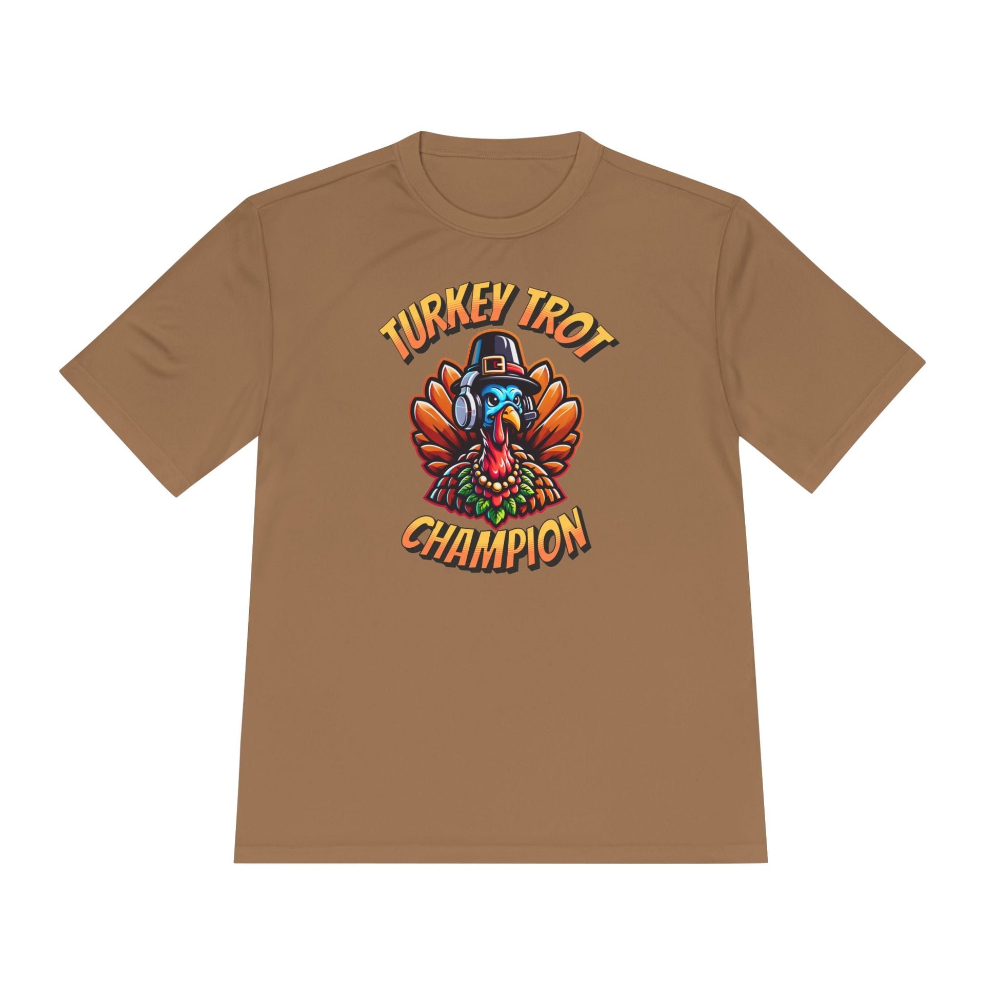 Turkey Trot Champion - Headphone Turkey - Unisex Moisture Wicking Tee - Forward Gear Athletics