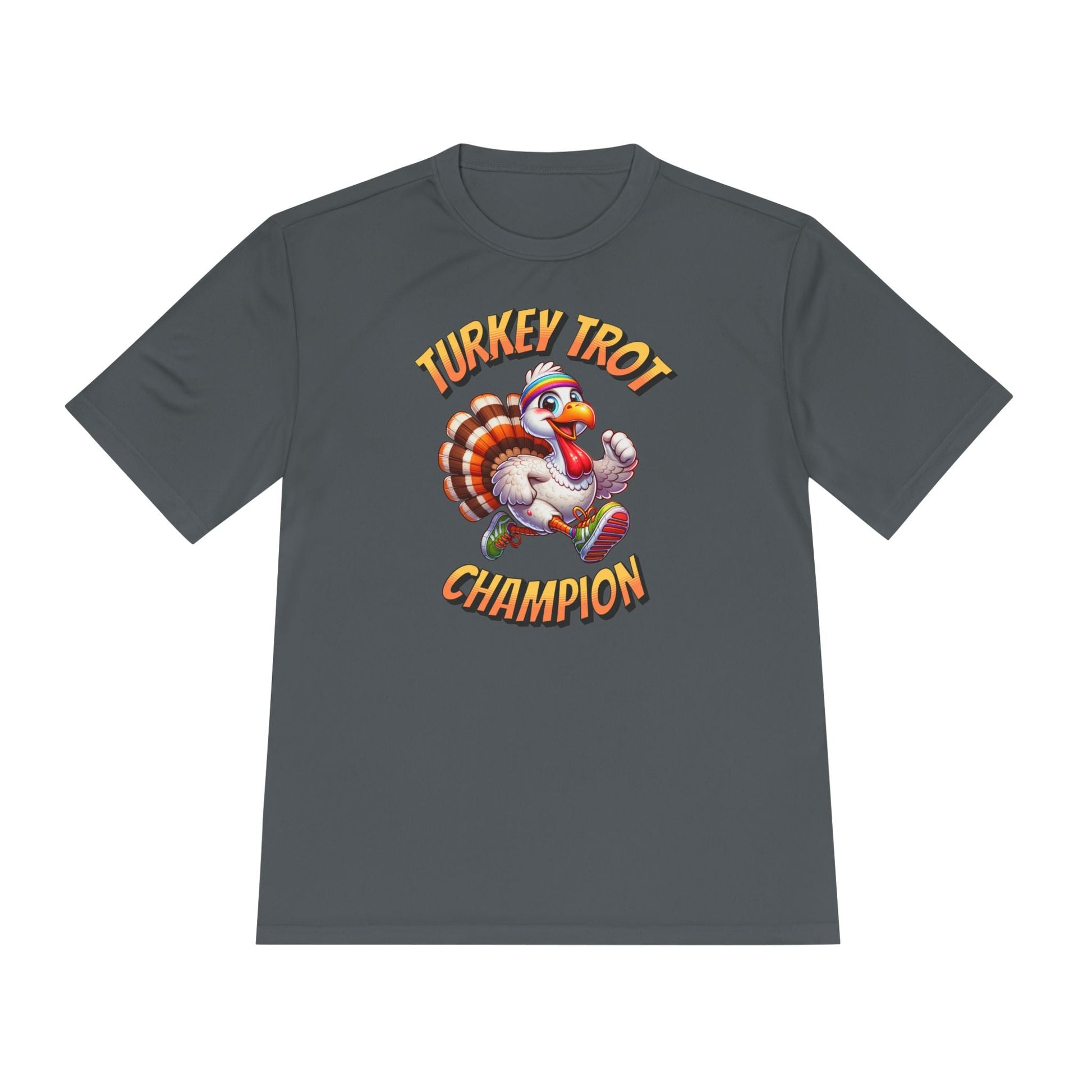 Turkey Trot Champion - Sprinting Turkey - Unisex Moisture Wicking Tee - Forward Gear Athletics