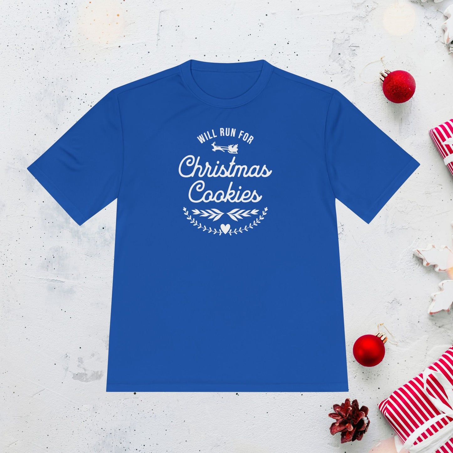 Will Run for Christmas Cookies - Unisex Moisture Wicking Tee - Forward Gear Athletics