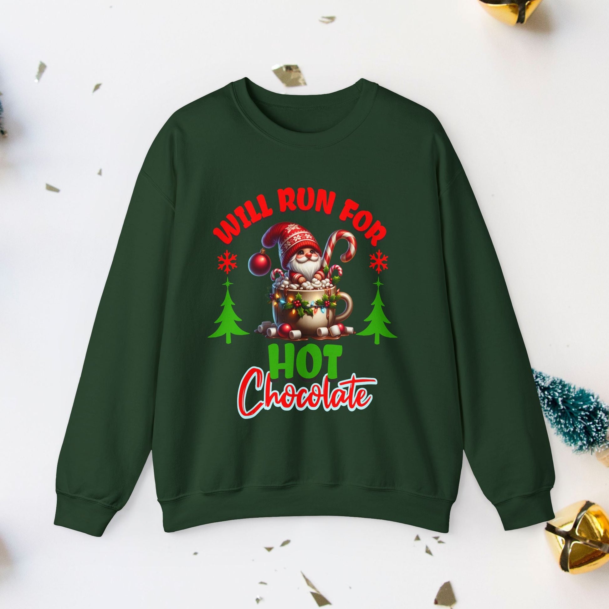 Will Run for Hot Chocolate - Unisex Crewneck Sweatshirt - Forward Gear Athletics