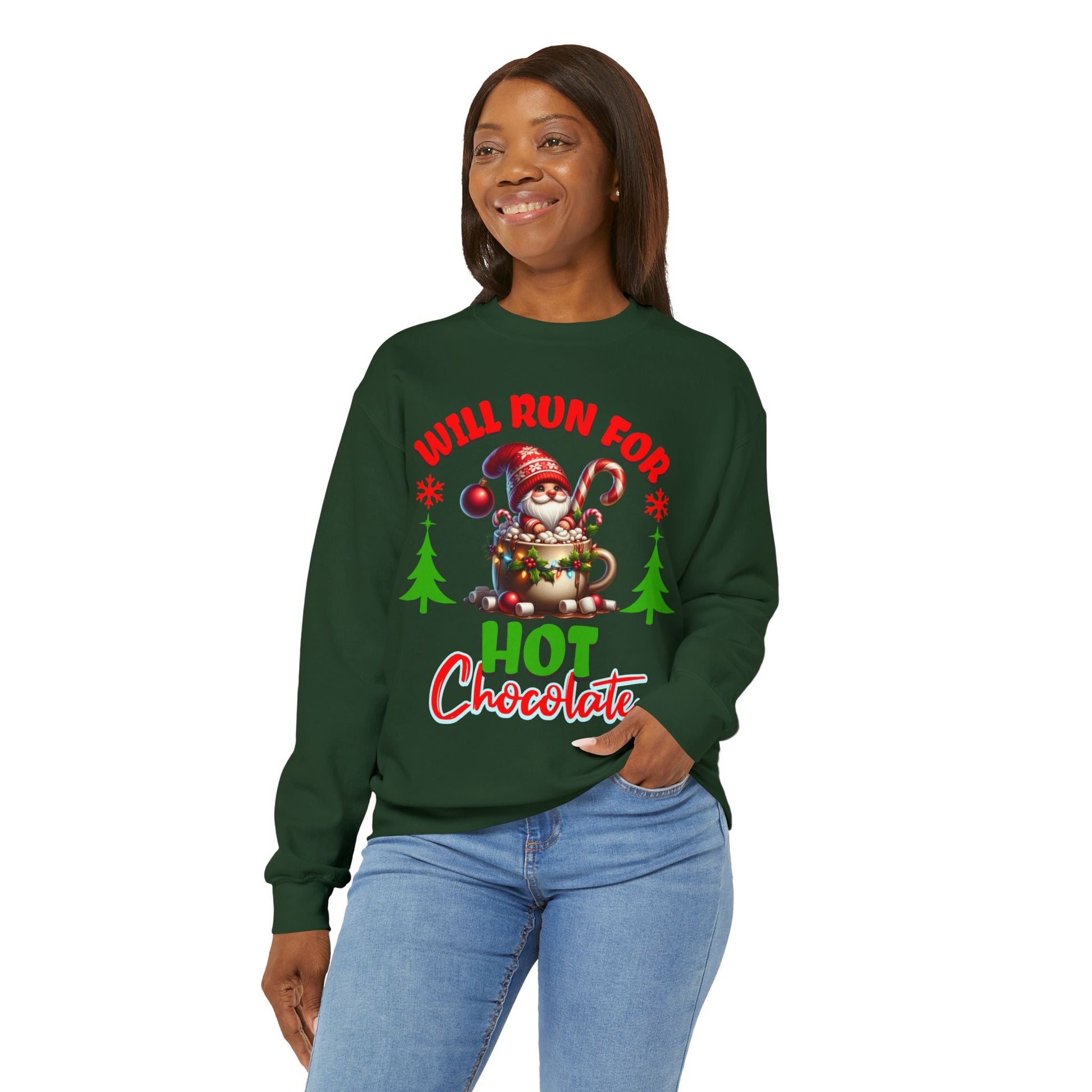 Will Run for Hot Chocolate - Unisex Crewneck Sweatshirt - Forward Gear Athletics